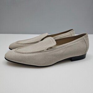 Le Monde Beryl Lo Boy Loafer Womens EU 39 Beige Gray Suede Luxury Slip On Flats